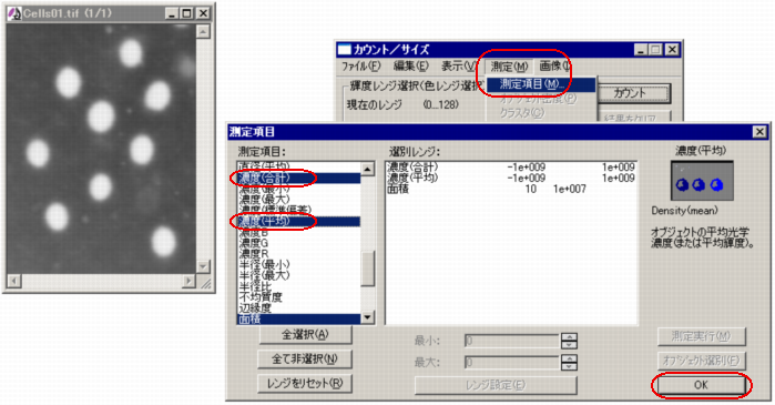 測定項目を設定