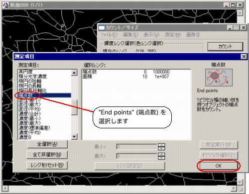 端点数を選択